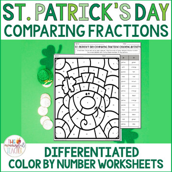 Preview of Saint Patrick's Day Comparing Fractions Coloring Worksheet Activities