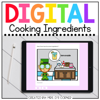 Preview of Saint Patrick's Day Cooking Ingredients Digital Activity | Distance Learning