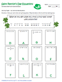 Saint Patrick's Day Equations - Math PDF
