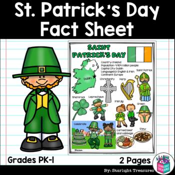 Preview of Saint Patrick's Day Fact Sheet for Early Readers
