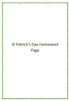 Preview of Saint Patrick's Day Homework Page