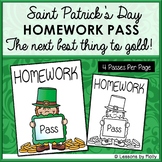 Saint Patrick's Day Homework Pass
