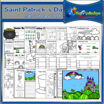 Preview of Saint Patrick's Day Math & Literacy Center CCSS Aligned for Kindergarten - EBOOK