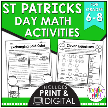 Preview of Saint Patrick's Day Middle School Math Activities