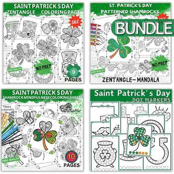 Preview of Saint Patrick’s Day Mindfulness ,Dot Markers,Coloring Pages BUNDLE