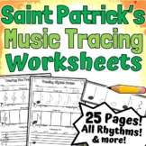 Saint Patrick's Day Music Worksheets | Music Tracing Activities