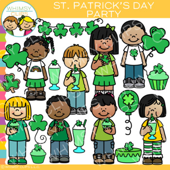 St. Patricks Day Kids Clip Art Set