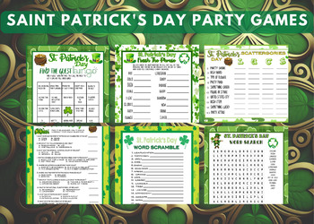 Preview of Saint Patrick's Day Party School Games and Activities 6 Pages, Word Search