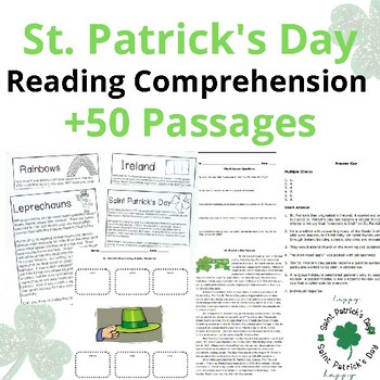 Preview of Saint Patrick’s Day Reading Comprehension Passages Close Reading