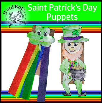 Preview of Paper Bag Puppets | Saint Patrick's Day | Shamrock | Leprechaun | Easy