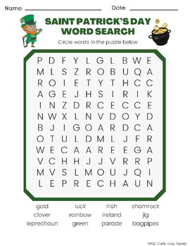 Preview of Saint Patrick's Day Word Search