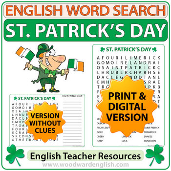 Preview of Saint Patrick's Day Word Search in English