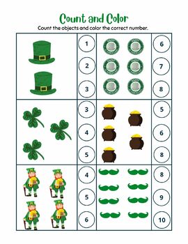 Preview of Saint Patrick's day Count and Color