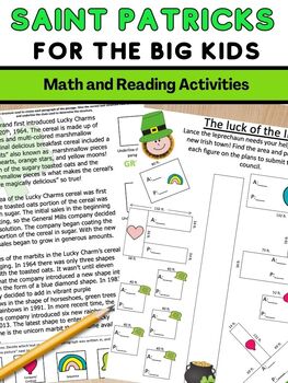 Preview of Saint Patricks Day- Engage the big kids! Math, Literacy, and Stem