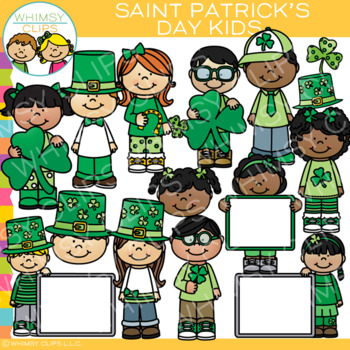 St. Patricks Day Kids Clip Art Set