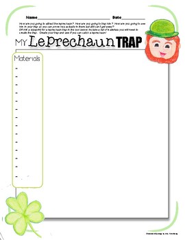 Preview of Saint Patricks Day Leprechaun Trap ~STEM~ Engineering Challenge