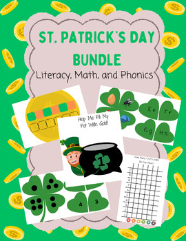 Preview of Saint Patricks Day Math and Literacy Bundle Preschool and Kindergarten