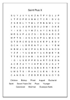 Saint Pius X Crossword Puzzle and Word Search TpT