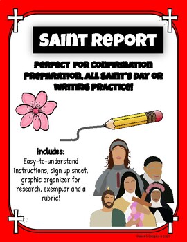 Preview of Saint Report for Confirmation, All Saint's Day or Writing Practice