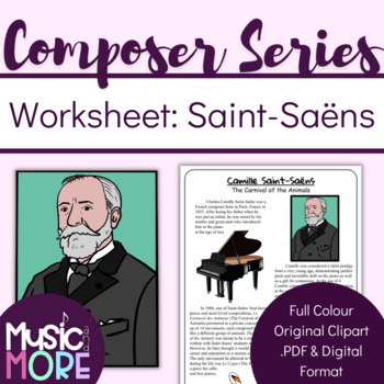 Preview of Composer Series: Saint-Saens Worksheet {Great for Halloween!} DIGITAL RESOURCE!