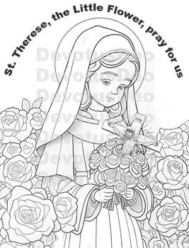 Saint Therese of Lisieux Coloring Page, Little Flower, Catholic, Christian