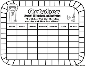 October Catholic Saint Calendar Activities Saint Therese of Lisieux