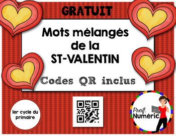 Preview of FRENCH Valentine's Day Saint-Valentin Mots mélangés avec CODES QR - GRATUIT