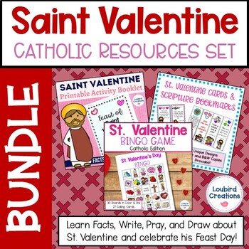 Saint Valentine Feast Day Catholic BUNDLE | Bingo | Story | Cards