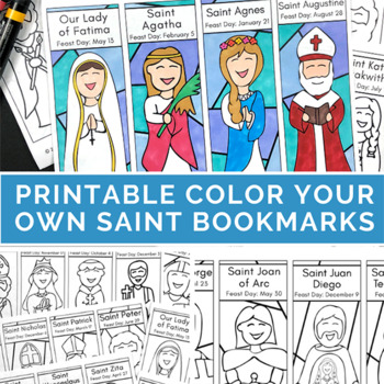 Preview of Saints Bookmark Set - 48 Bookmarks with 24 Different Saints