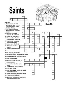 Preview of Catholic Saints Crossword Puzzle - Christianity