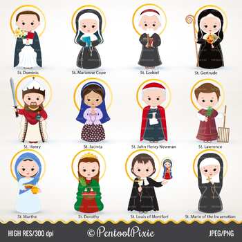 Preview of Saints clipart, PART 9, Catholic Saints, Catholic images, Sunday school clipart