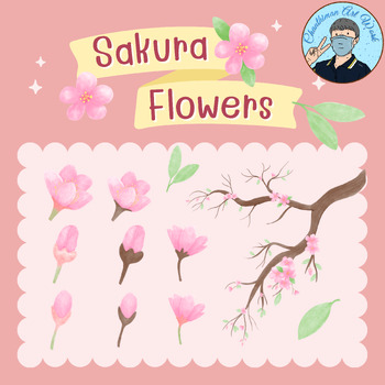 Preview of Sakura Flowers, clipart, digital download