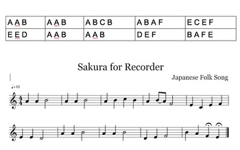 Preview of Sakura in A Minor Pentatonic for Recorder 