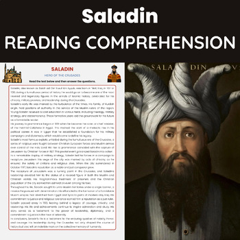 Preview of Saladin Biography Reading Comprehension | Medieval Islamic History and  Crusades