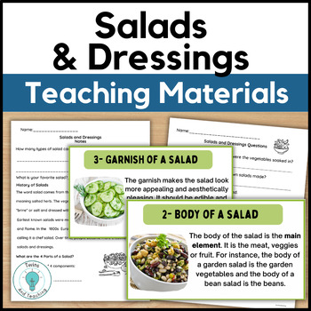 Preview of Salads and Dressings Lesson for Culinary Arts Prostart - FACS and FCS