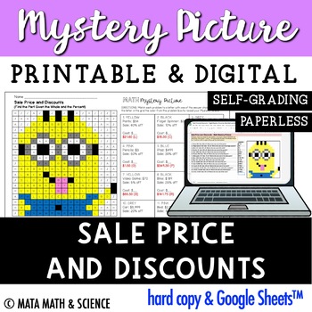 Preview of Sale Price and Discounts: Math Mystery Picture