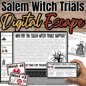 Preview of Salem Witch Trials DIGITAL Escape
