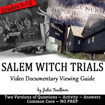 Preview of Salem Witch Trials Documentary, Complete Viewing Unit, Questions/Activities