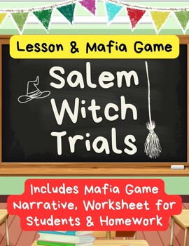 Preview of Salem Witch Trials Launch Mafia Game Mass Hysteria Simulation Classwork HW ELA
