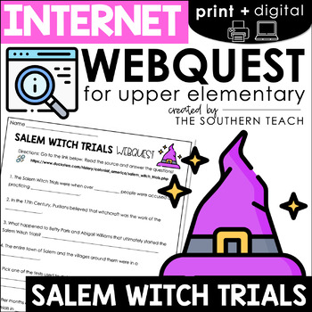 Preview of Salem Witch Trials WebQuest - Internet Scavenger Hunt Activity