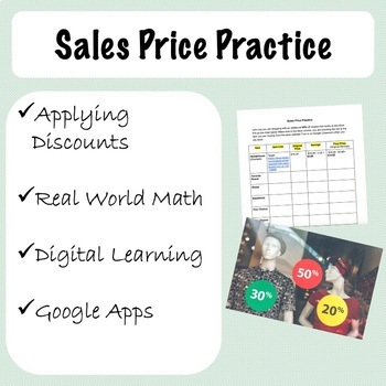 Preview of Sales Price Practice Google Document