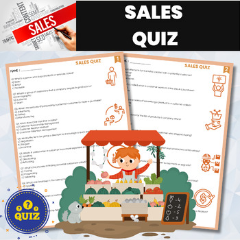 Preview of Sales Quiz | Sales Concepts Assessment Test | Sales Trivia | Business Areas