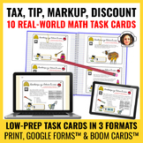 Sales Tax, Tip, Markup and Discount - Math Task Cards - Be