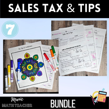 Preview of Sales Tax & Tips Bundle - Lesson & Color By Number
