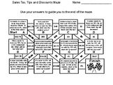 Calculating Sales Tax, Tips and Discounts Game: Math Maze