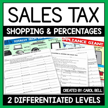 Sales Tax Worksheets Differentiated 2 Levels Distance Learning Tpt