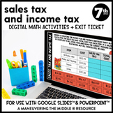 Sales Tax and Income Tax Digital Math Activity | Financial