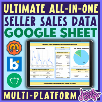 Preview of Seller Sales Data Google Spreadsheet & Dashboard for TPT Sellers & Boom Sellers