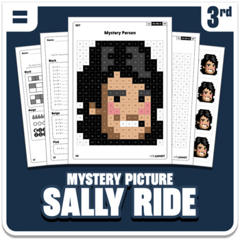 Preview of Sally Ride Math Mystery Picture - Grade 3 Operations - Women's History Month