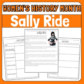 Preview of Sally Ride Womens History Month Biography Research Reading Passage